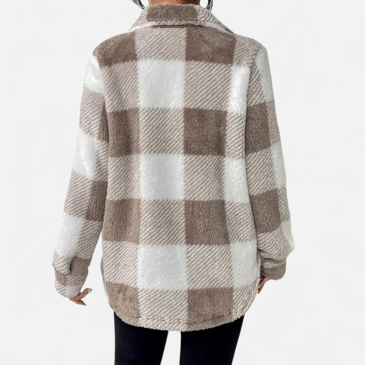 Women's Checkered Plush Winter Jacket — Soft & Warm 11