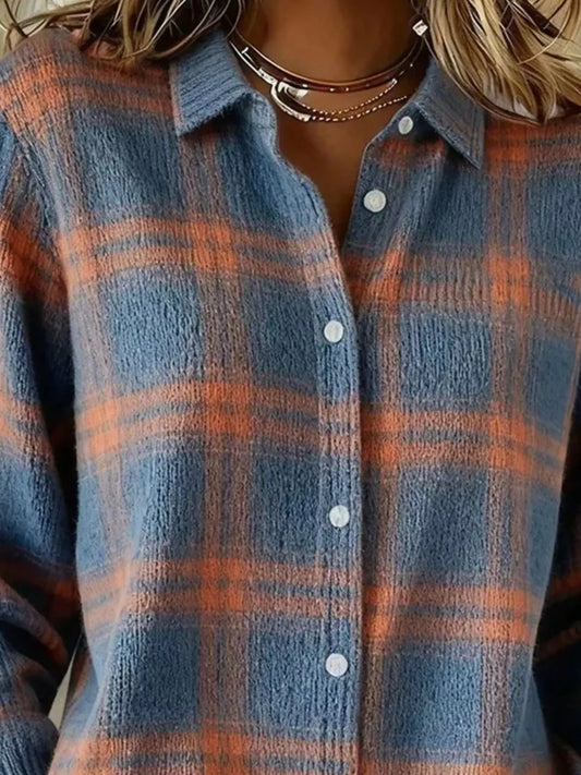 Plaid Button-Down Knit Cardigan — Plus Size S to 5XL 2