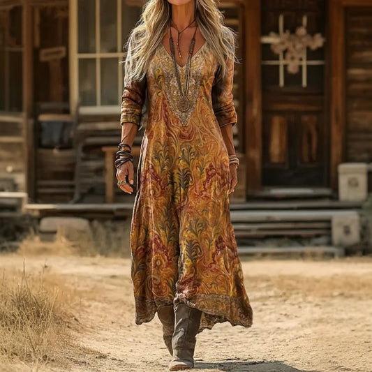 Wildflower Paisley V-Neck Midi Dress — Boho Summer Fit 2