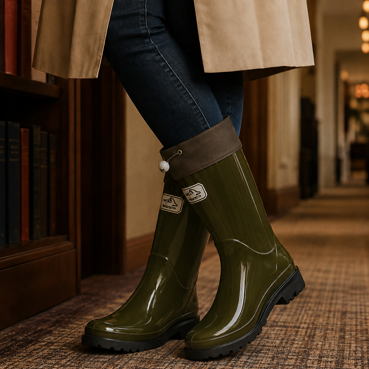 Caffaro Drawstring Rain Boots — Knee-High Rubber Wellies 6