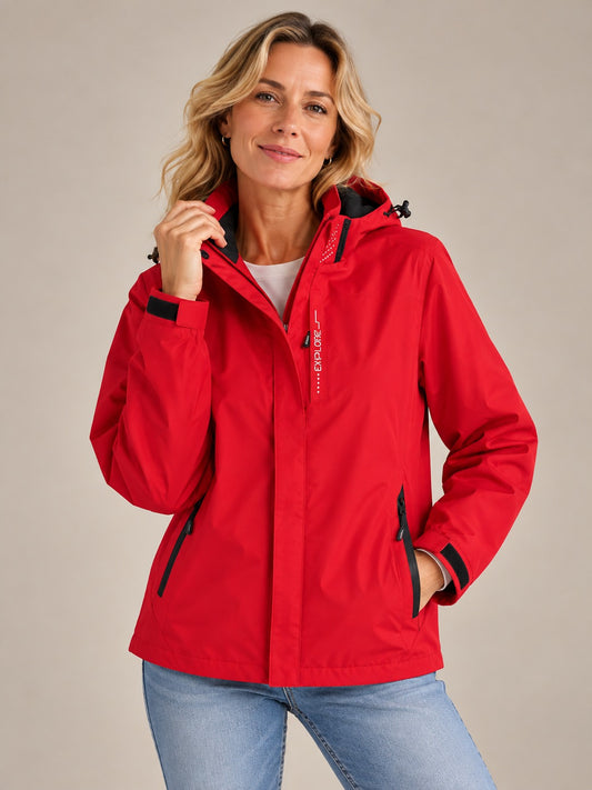 Women's Stylish Waterproof Rain Jacket with Removable Hood