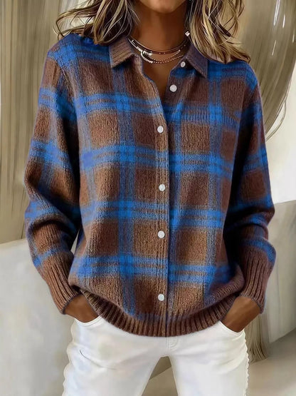 Plaid Button-Down Knit Cardigan — Plus Size S to 5XL 7