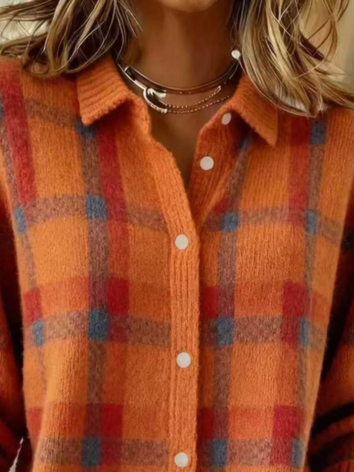 Plaid Button-Down Knit Cardigan — Plus Size S to 5XL 14