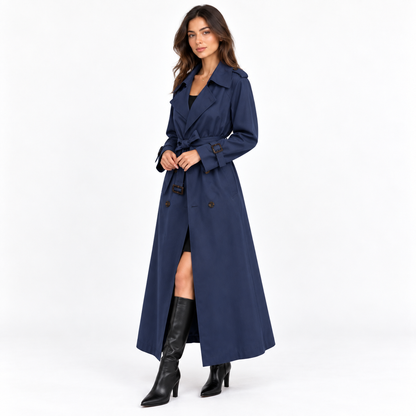 Belted Double-Breasted Trench Coat – Longline Tailored Style 2