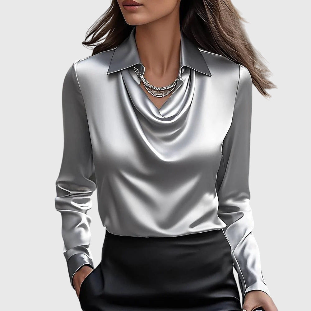 Draped Elegant Blouse — Flattering Soft Neckline for Women 2