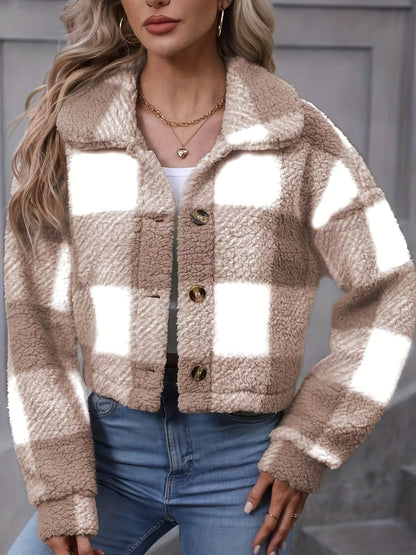 Cozy Cropped Plaid Jacket — Button Front Flannel Layer 10