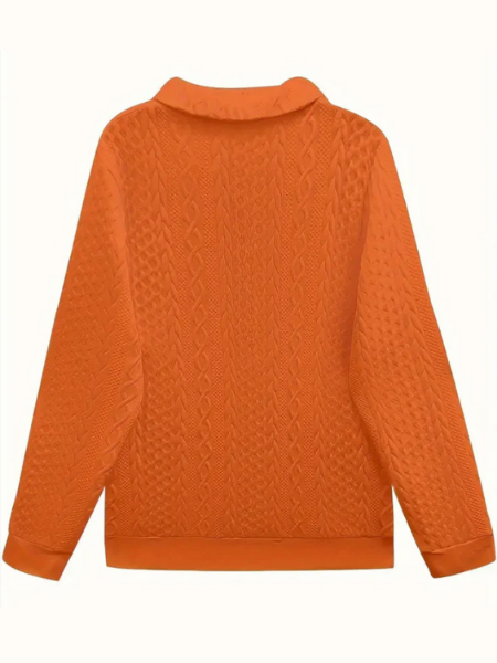 Cable Knit Quarter-Zip Sweater — Women's Relaxed Long Sleeve 13