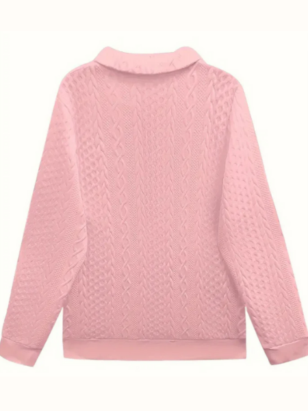 Cable Knit Quarter-Zip Sweater — Women's Relaxed Long Sleeve 14