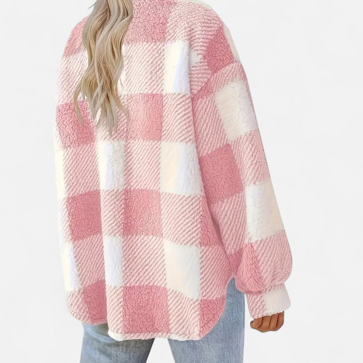Women's Checkered Plush Winter Jacket — Soft & Warm 8