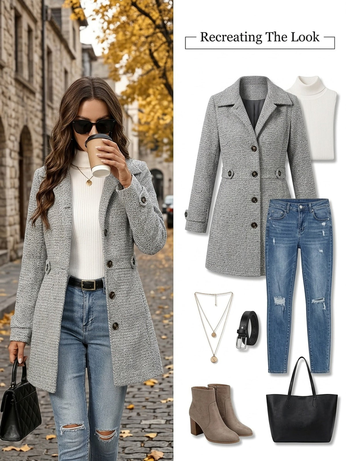 Adriana Herringbone Coat — Waist-Defining Women's Coat 6
