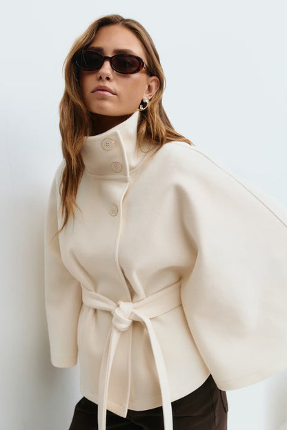 Women's Cape Coat High Collar & Bow Belt — Fall/Winter 1