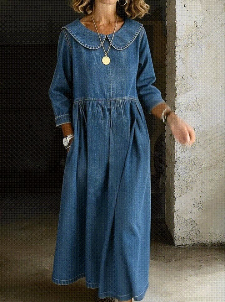 Peter Pan Collar Denim Dress for Women — S to 3XL 7