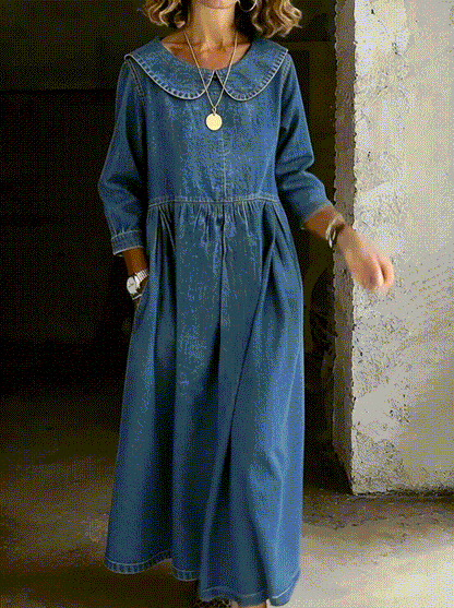 Peter Pan Collar Denim Dress for Women — S to 3XL 7