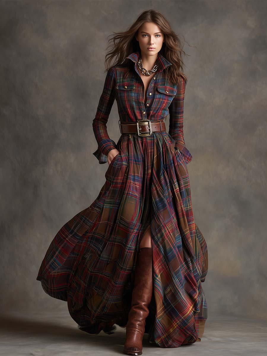 Classic Belted Button-Up Shirt Dress — Women's Style 6