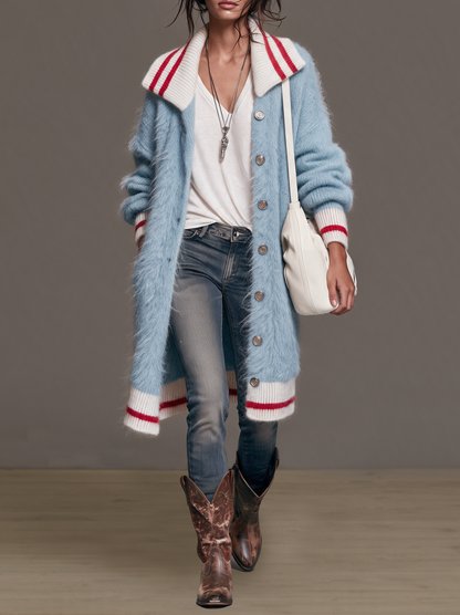 Vintage Mohair Cardigan — Lapel Collar Knit for Women 1