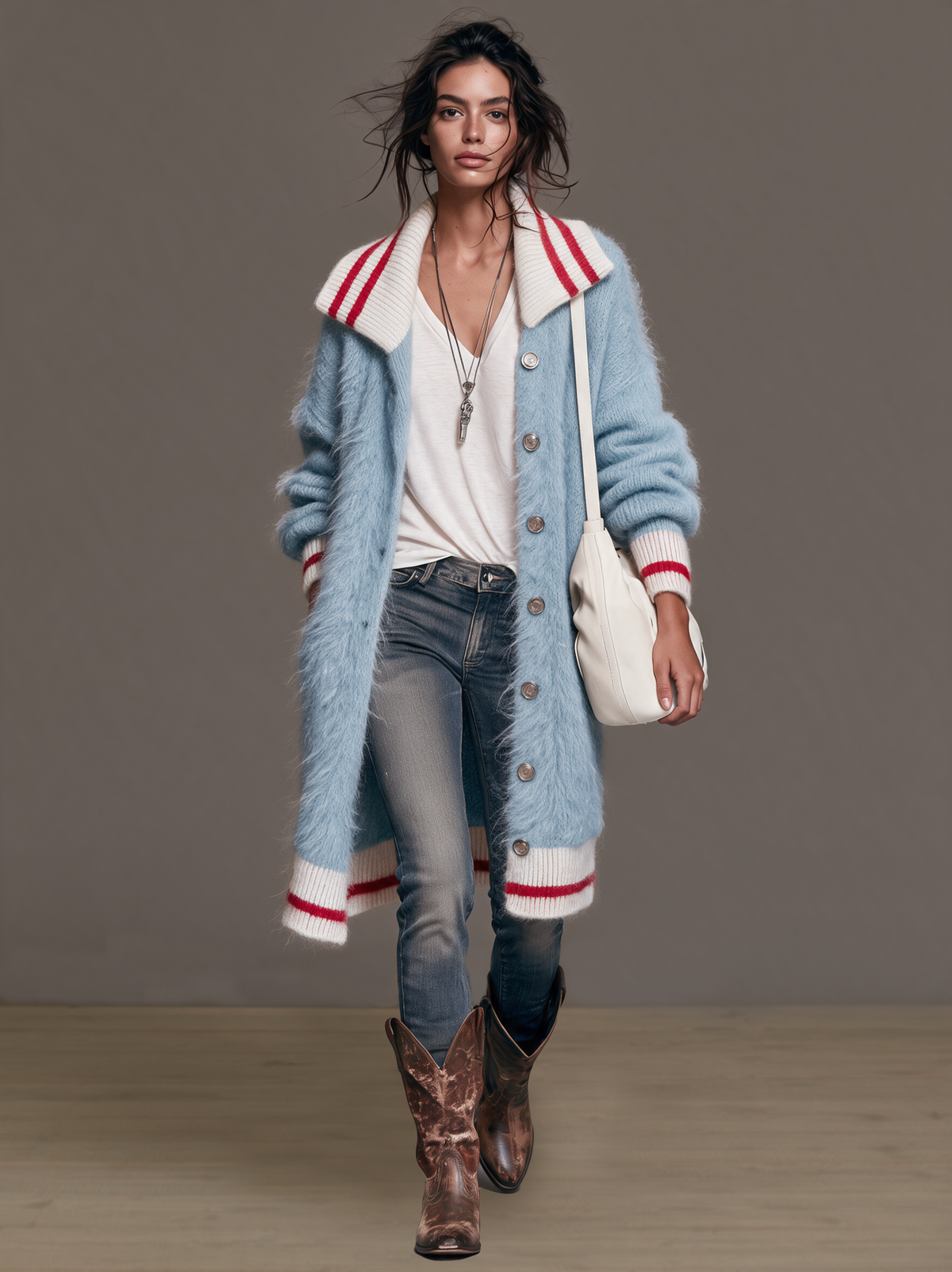 Vintage Mohair Cardigan — Lapel Collar Knit for Women 7