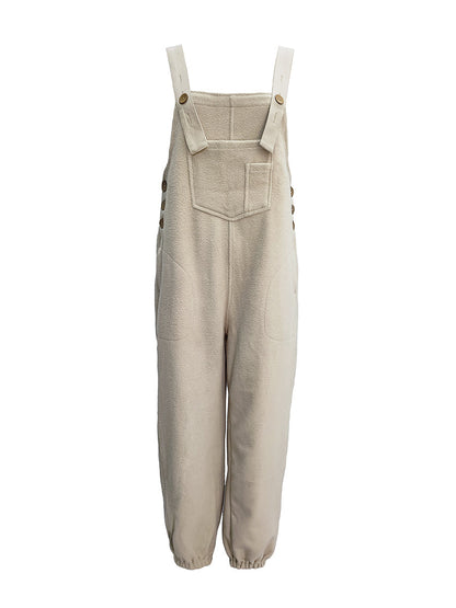 Fleece Dungarees for Women — Warm Loose Fit with Coconut Buttons 11