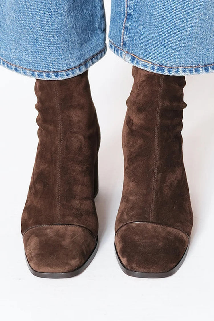 Elegant Suede Ankle Boots for Women — Slip-On Block Heel 2
