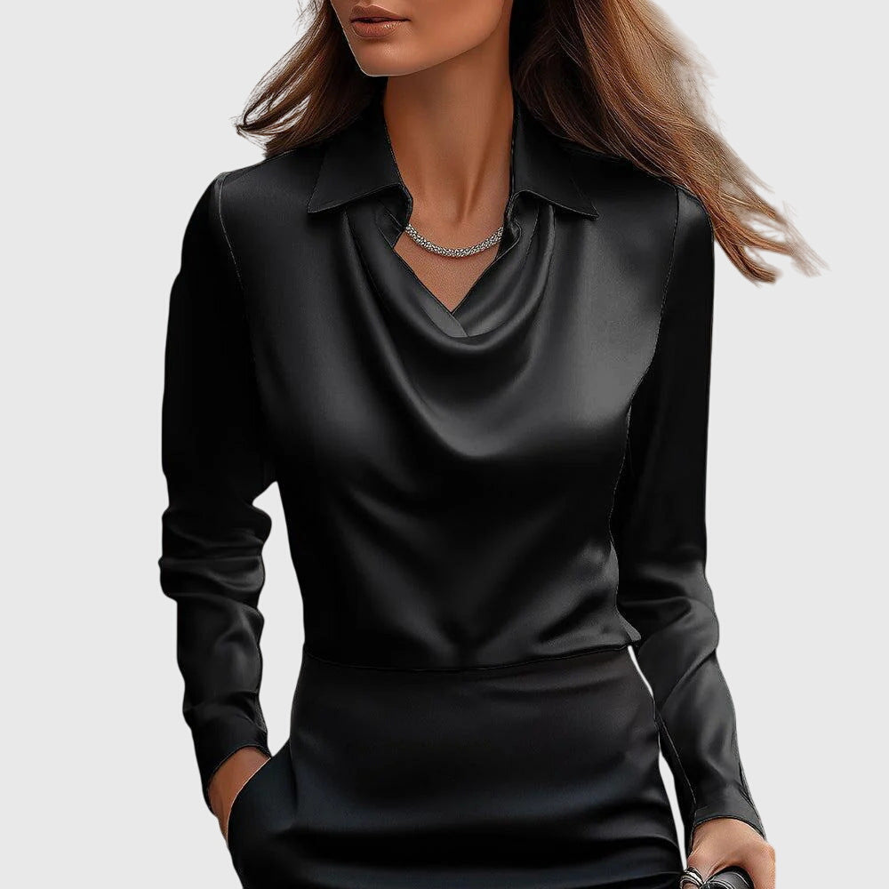Draped Elegant Blouse — Flattering Soft Neckline for Women 3