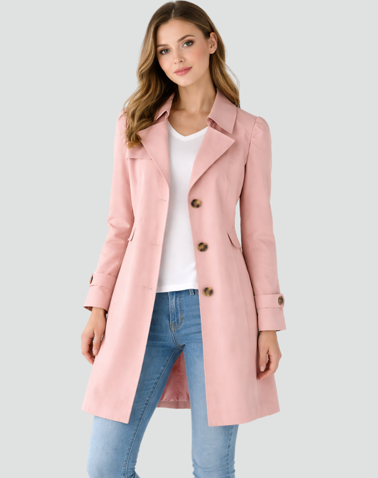 Women's Tailored Trench Coat — Classic Lapel Mid-Length Jacket 4