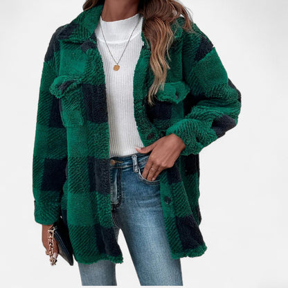 Women's Checkered Plush Winter Jacket — Soft & Warm 5