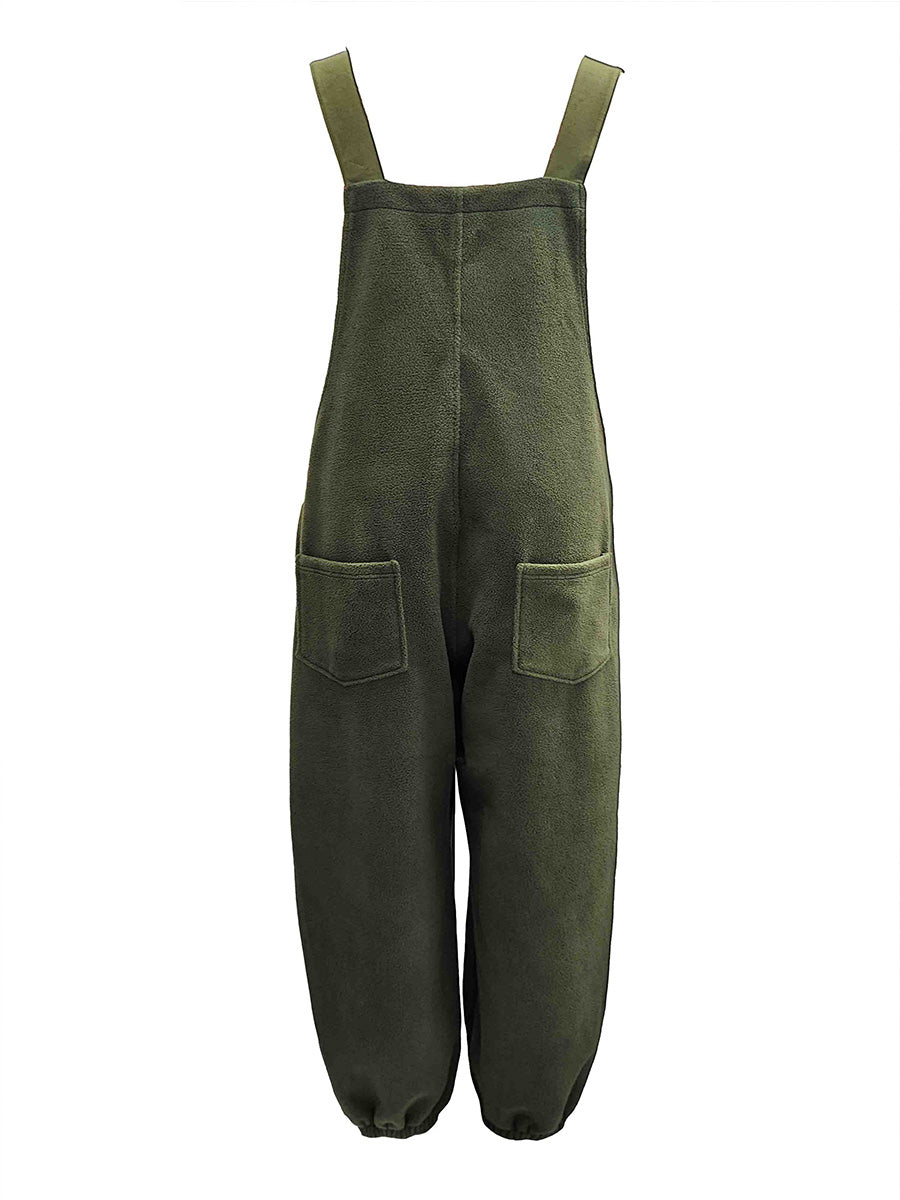 Fleece Dungarees for Women — Warm Loose Fit with Coconut Buttons 2