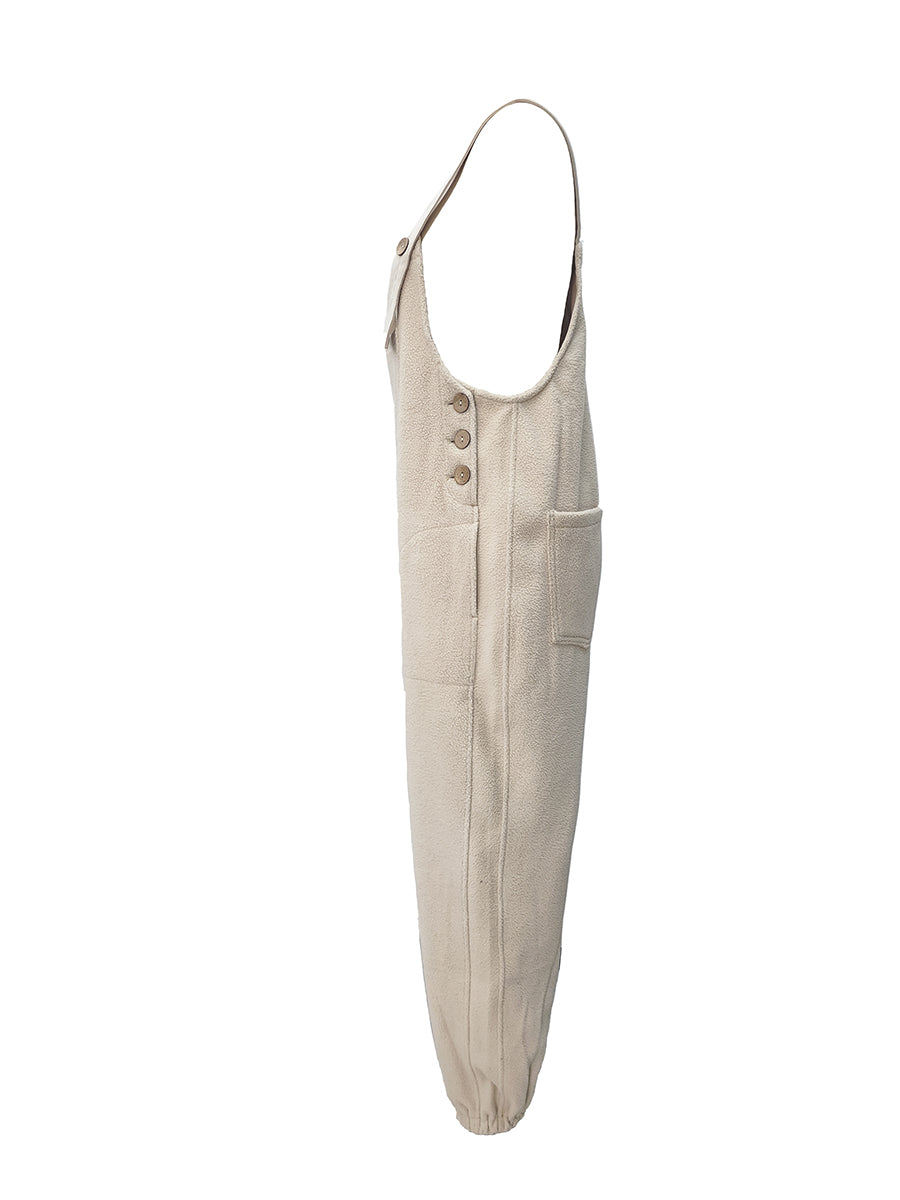 Fleece Dungarees for Women — Warm Loose Fit with Coconut Buttons 12