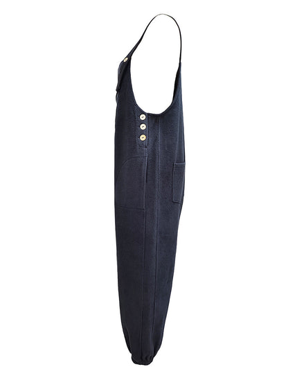 Fleece Dungarees for Women — Warm Loose Fit with Coconut Buttons 8