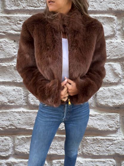 Women's Warm Autumn Jacket — High Collar Zip-Up Coat 1