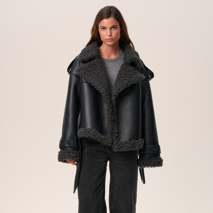 Belted Shearling Coat for Women – Warm & Elegant Fit 2