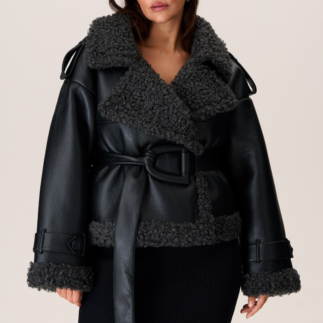 Belted Shearling Coat for Women – Warm & Elegant Fit 4
