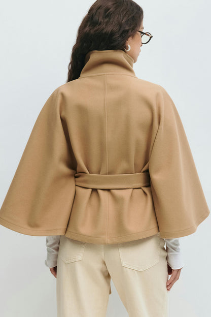 Women's Cape Coat High Collar & Bow Belt — Fall/Winter 9