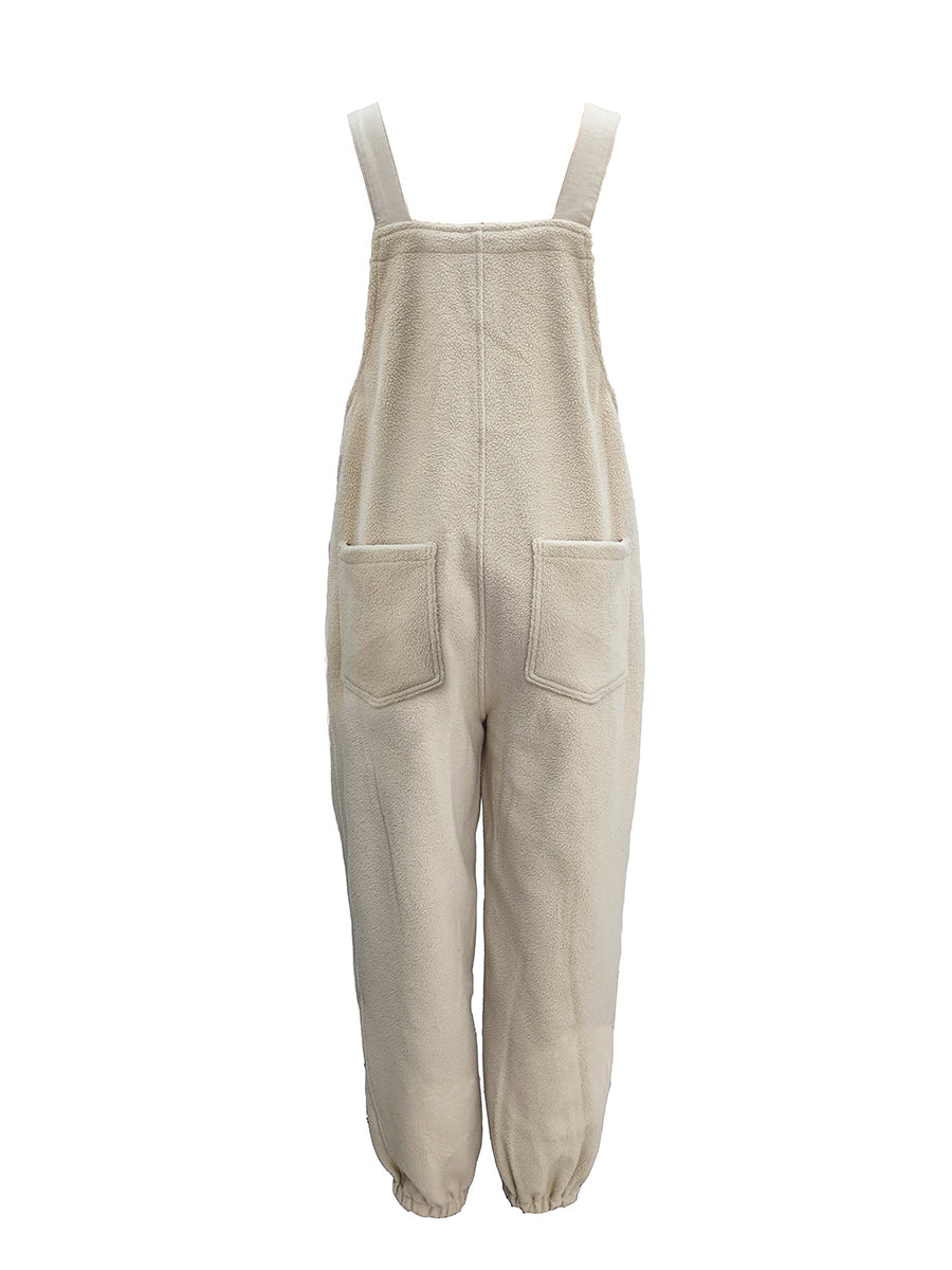 Fleece Dungarees for Women — Warm Loose Fit with Coconut Buttons 13