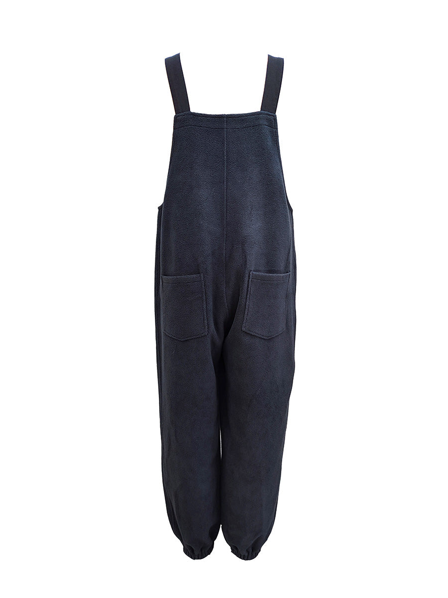 Fleece Dungarees for Women — Warm Loose Fit with Coconut Buttons 9