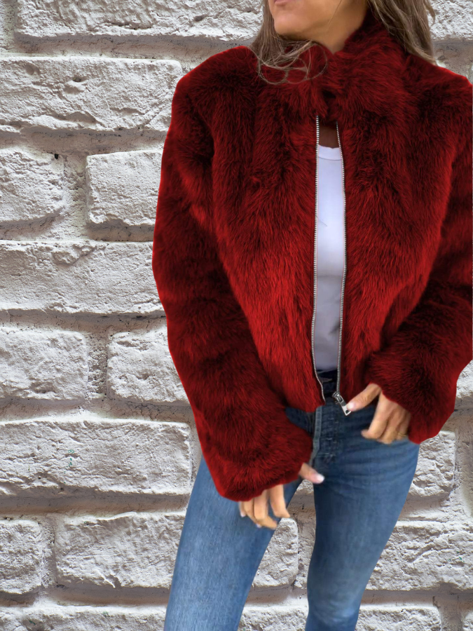 Women's Warm Autumn Jacket — High Collar Zip-Up Coat 3