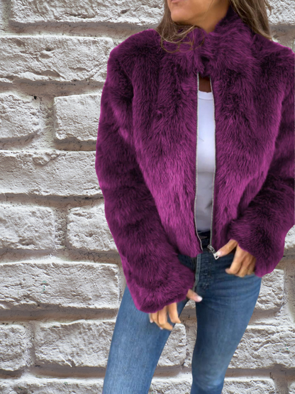 Women's Warm Autumn Jacket — High Collar Zip-Up Coat 4