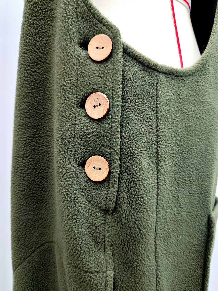 Fleece Dungarees for Women — Warm Loose Fit with Coconut Buttons 4