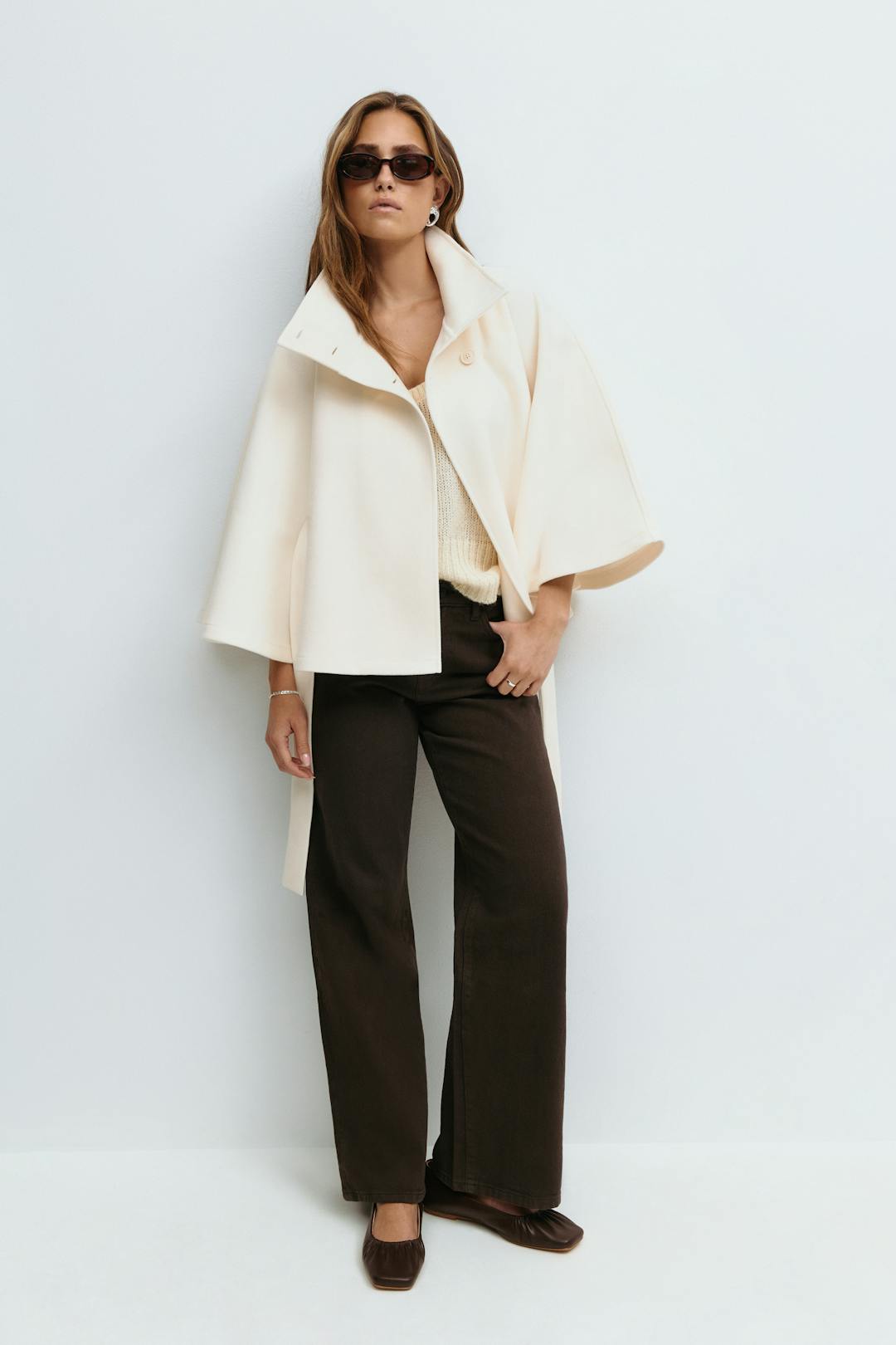 Women's Cape Coat High Collar & Bow Belt — Fall/Winter 4