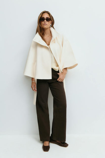 Women's Cape Coat High Collar & Bow Belt — Fall/Winter 4