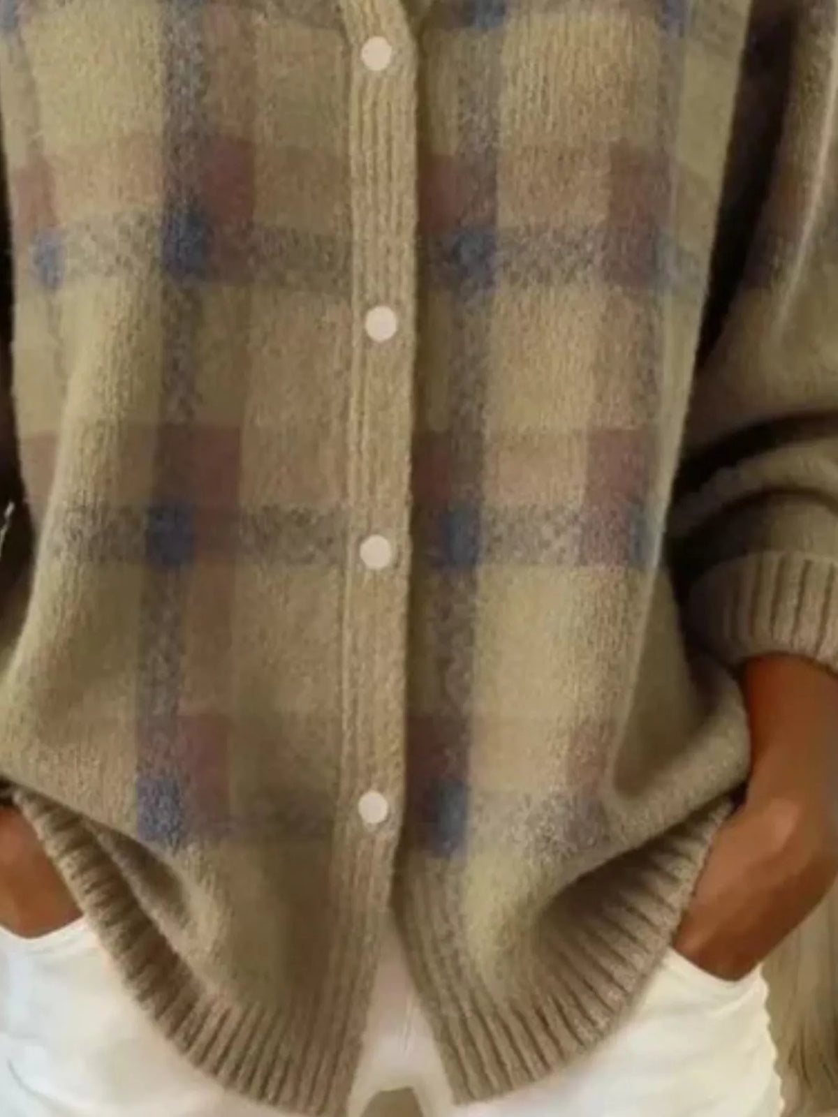Plaid Button-Down Knit Cardigan — Plus Size S to 5XL 12