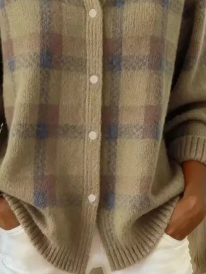 Plaid Button-Down Knit Cardigan — Plus Size S to 5XL 12