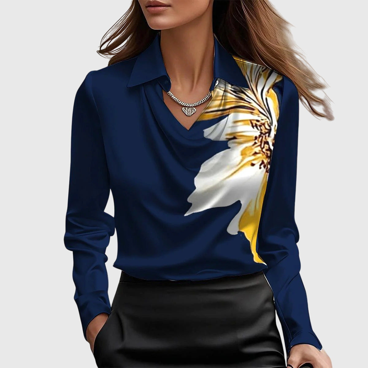 Draped Elegant Blouse — Flattering Soft Neckline for Women 8