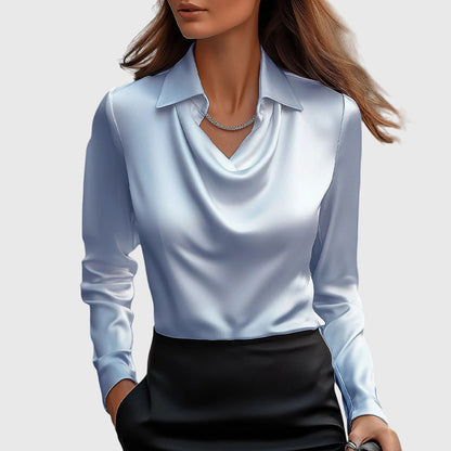 Draped Elegant Blouse — Flattering Soft Neckline for Women 4