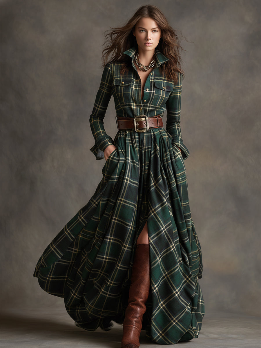 Classic Belted Button-Up Shirt Dress — Women's Style 9