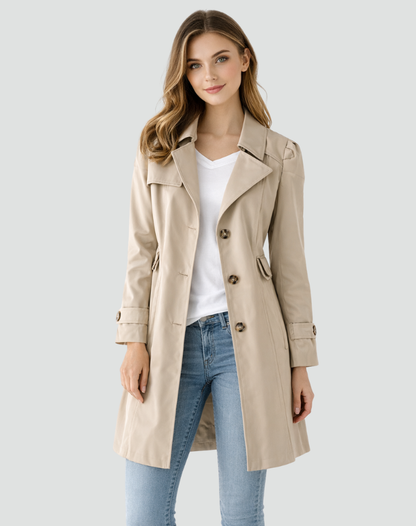 Women's Tailored Trench Coat — Classic Lapel Mid-Length Jacket 2