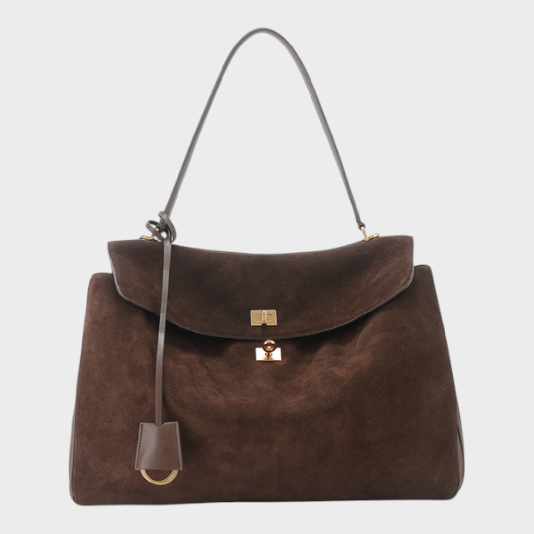 Libby Minimalist Leather Handbag — Soft Cowhide & Magnetic Flap 30