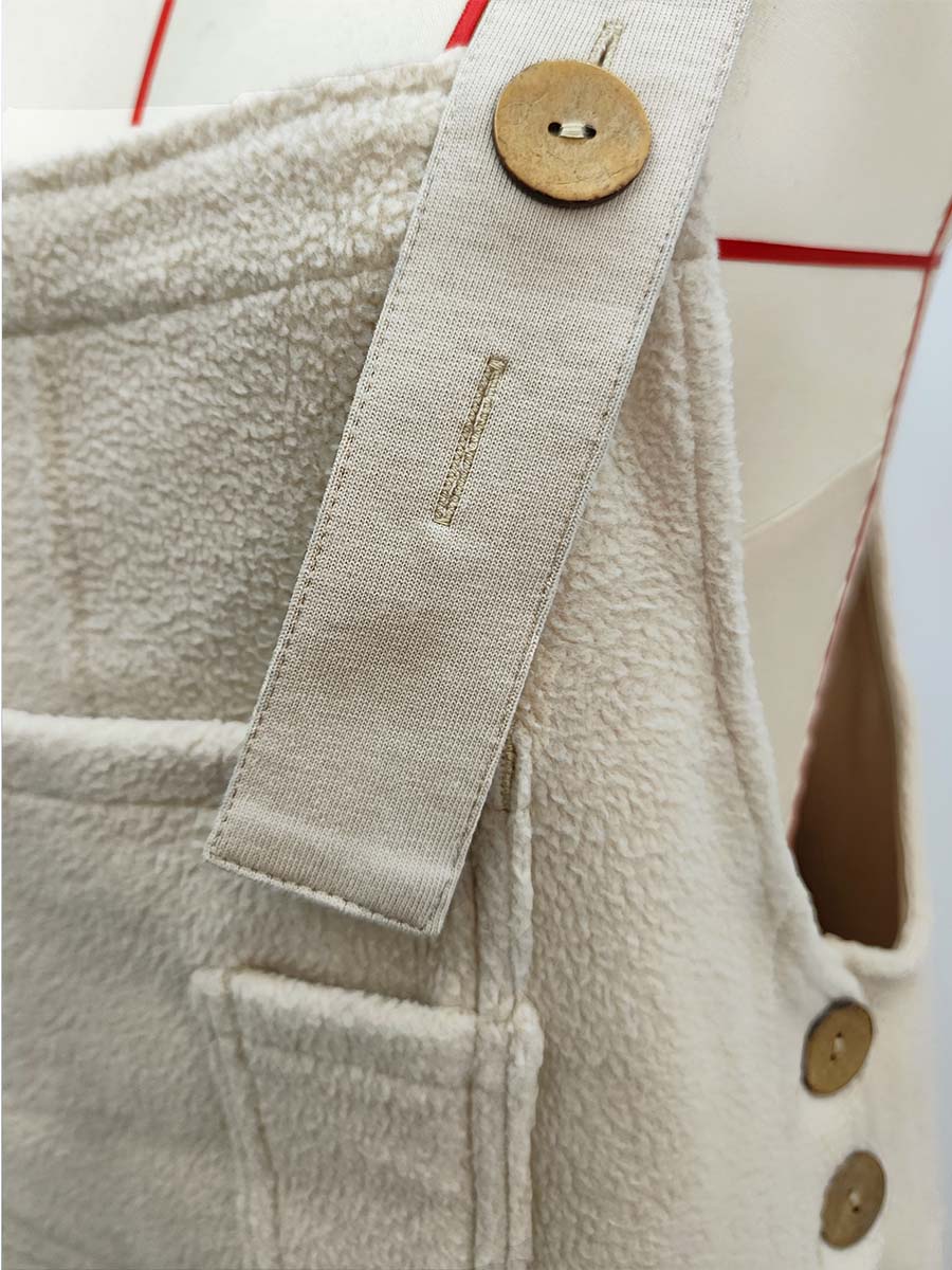 Fleece Dungarees for Women — Warm Loose Fit with Coconut Buttons 15