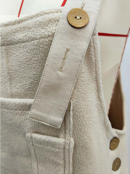 Fleece Dungarees for Women — Warm Loose Fit with Coconut Buttons 15
