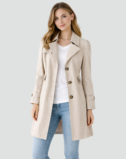 Women's Tailored Trench Coat — Classic Lapel Mid-Length Jacket 3