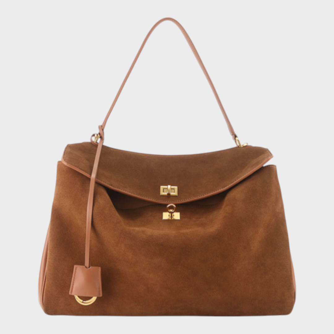 Libby Minimalist Leather Handbag — Soft Cowhide & Magnetic Flap 24